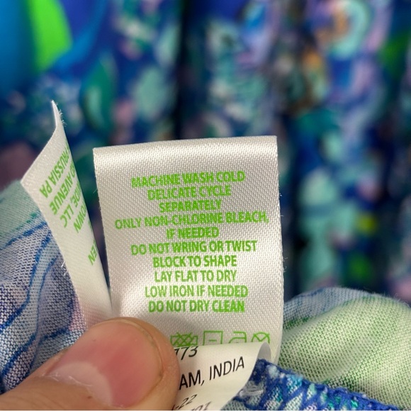 Lilly Pulitzer Aliana 3/4 Sleeve Blue Grotto Dress Twilight Tropics Size XL - Picture 8 of 9